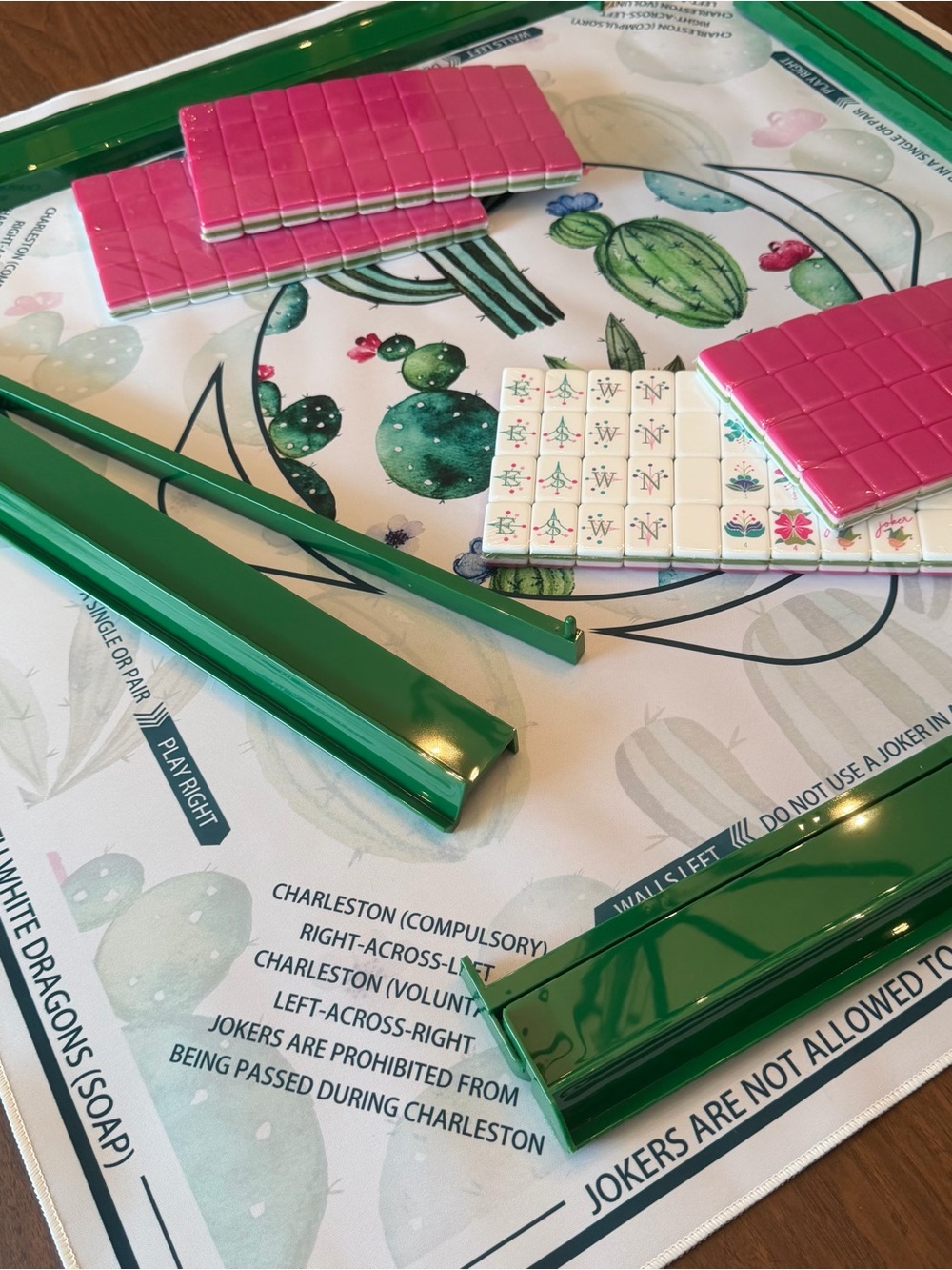 Pink and White Cactus Mahjong MAT ONLY - Picture 4 of 14